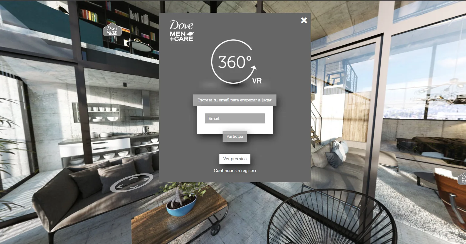 Experiencia interactiva 360° VR gamificada para Dove Men+Care