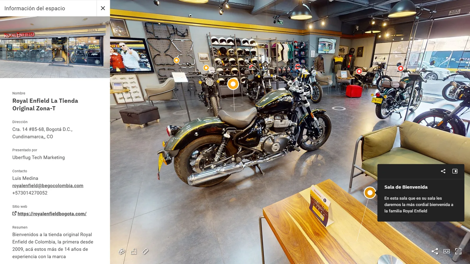 Showroom 360° interactivo de Royal Enfield La Tienda Original Zona-T