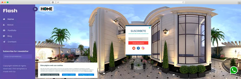 Plantilla de sitio web 360° con navegación interactiva